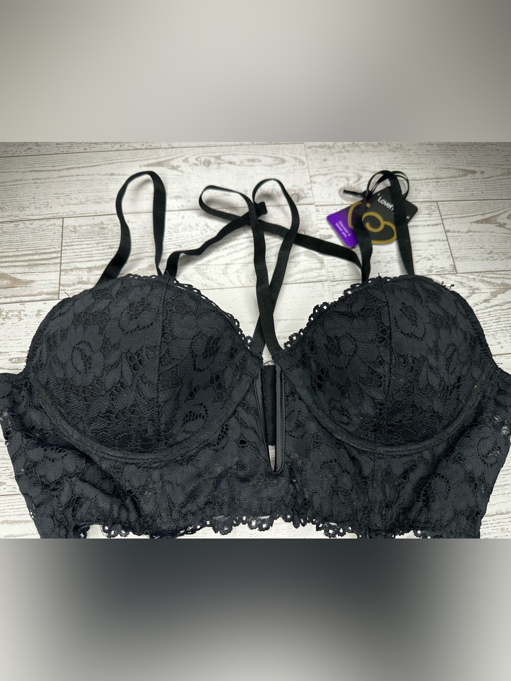 Lovehoney Parisienne Longline Black Lace Bra NWT